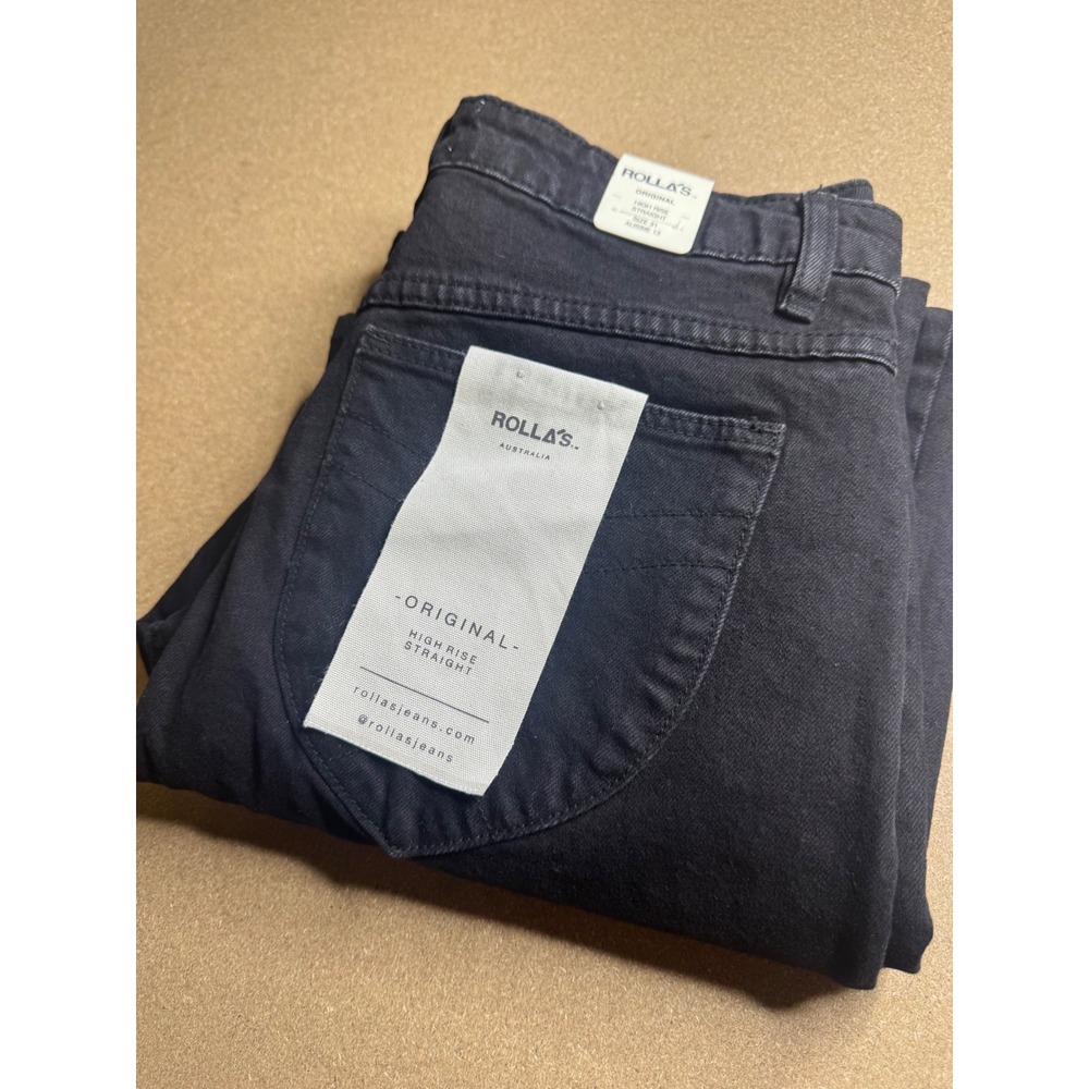 Rolla's Original High Rise Straight Leg Jeans Black Size 31 Aussie 13 NWT